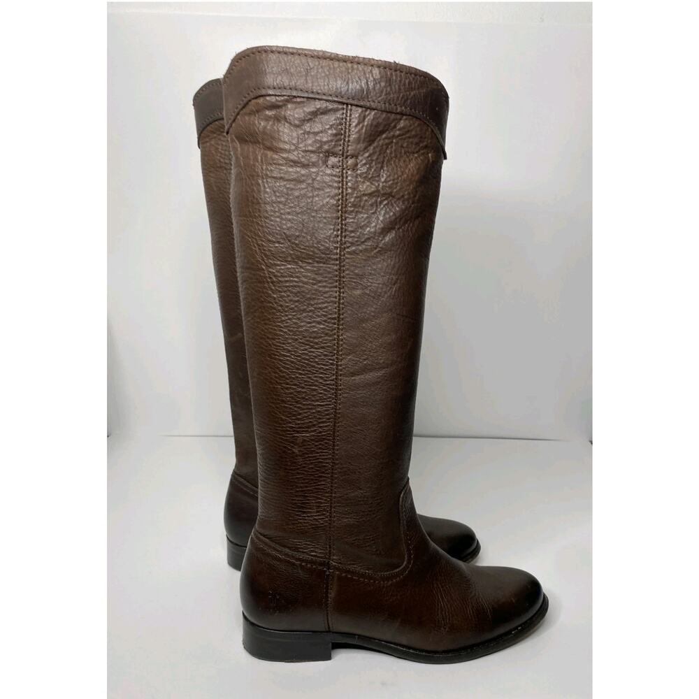 Frye Cara Roper Tall Dark Brown Leather Riding Boots 8.5 Made In Mexico Western